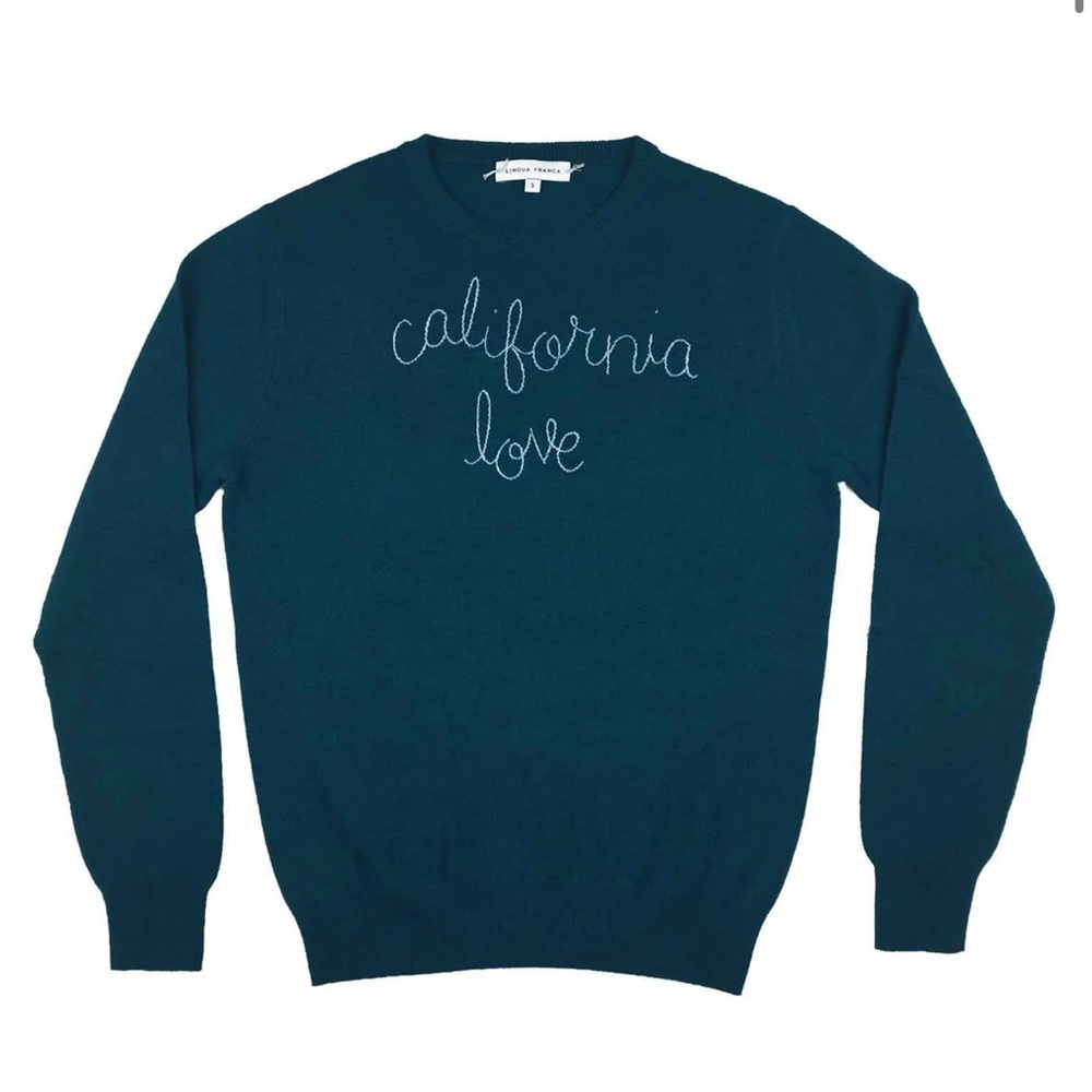 Lingua Franca California Love Embroidered Cashmere Sweater